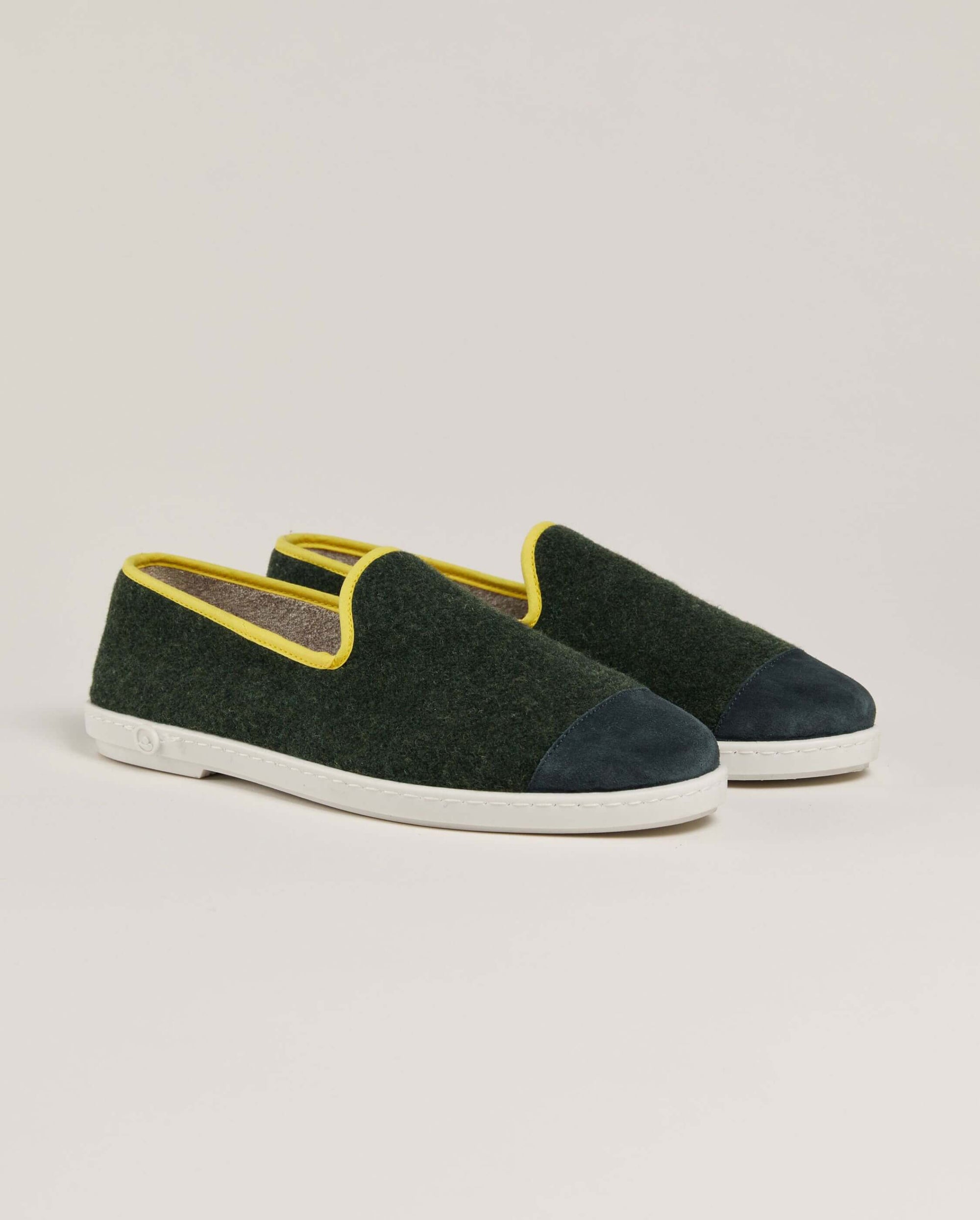 Men's wool slipper, green yellow