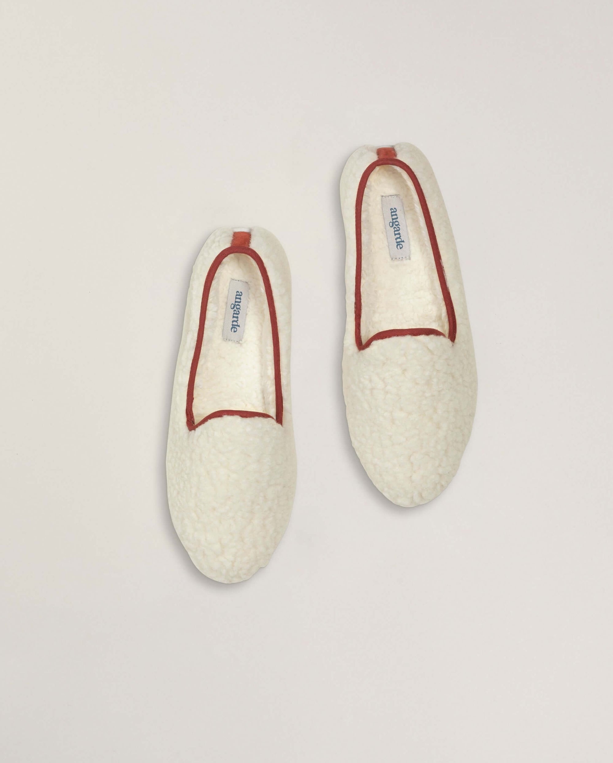 Women's wool terry slipper, burgundy white