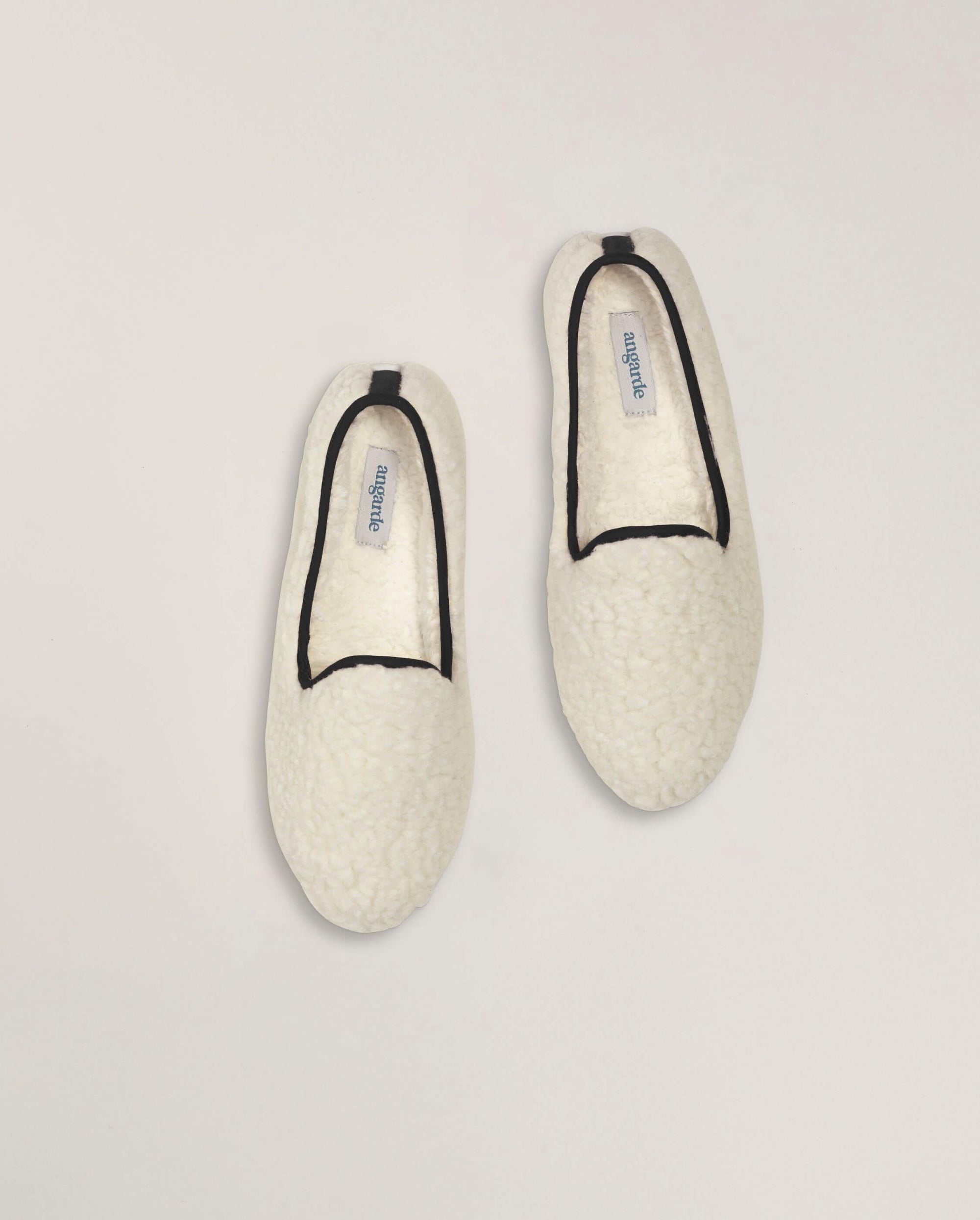 Women's wool terry slipper, white and black