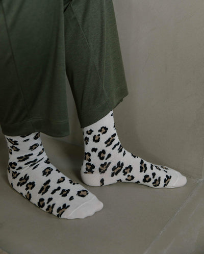 Pack de 2 paires de chaussettes femme léopard, blanc-chocolat Angarde blanc